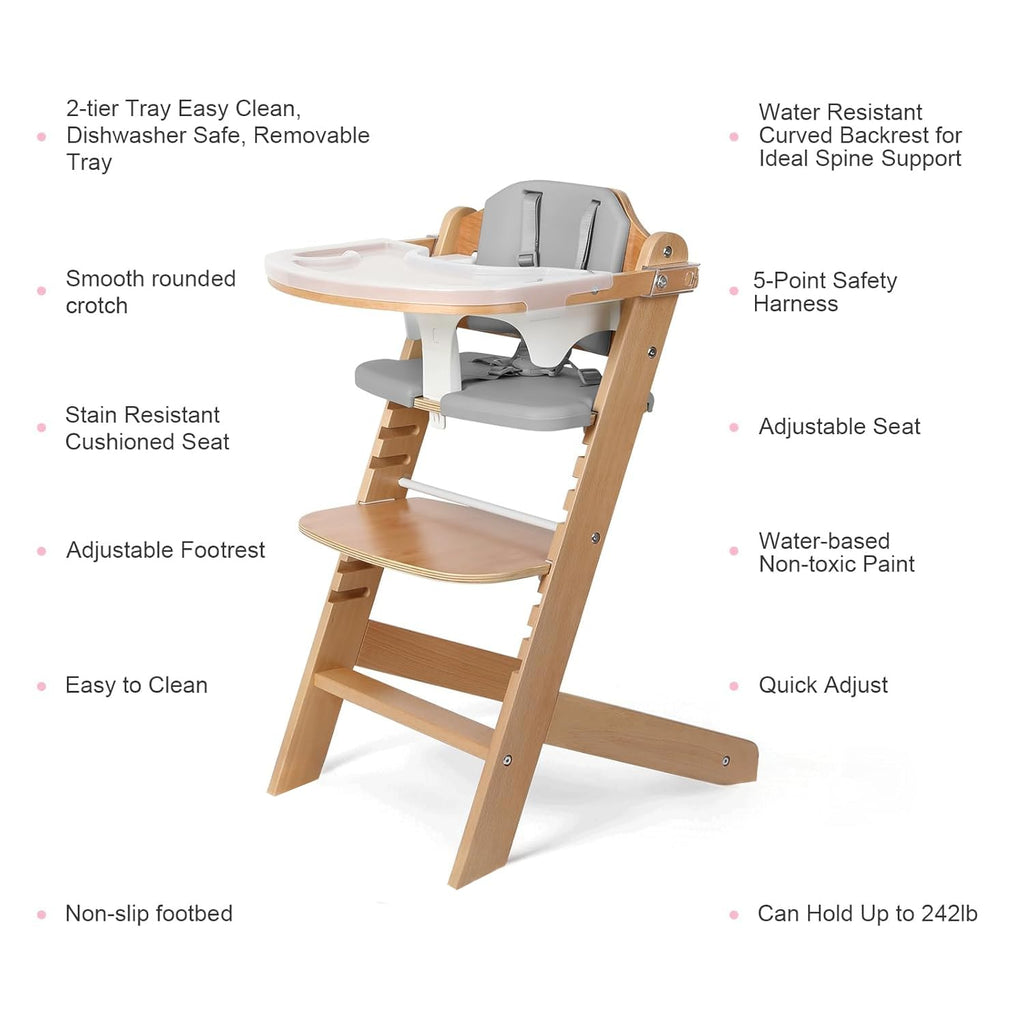 Tiny Sprouts Convertible Wooden High Chair