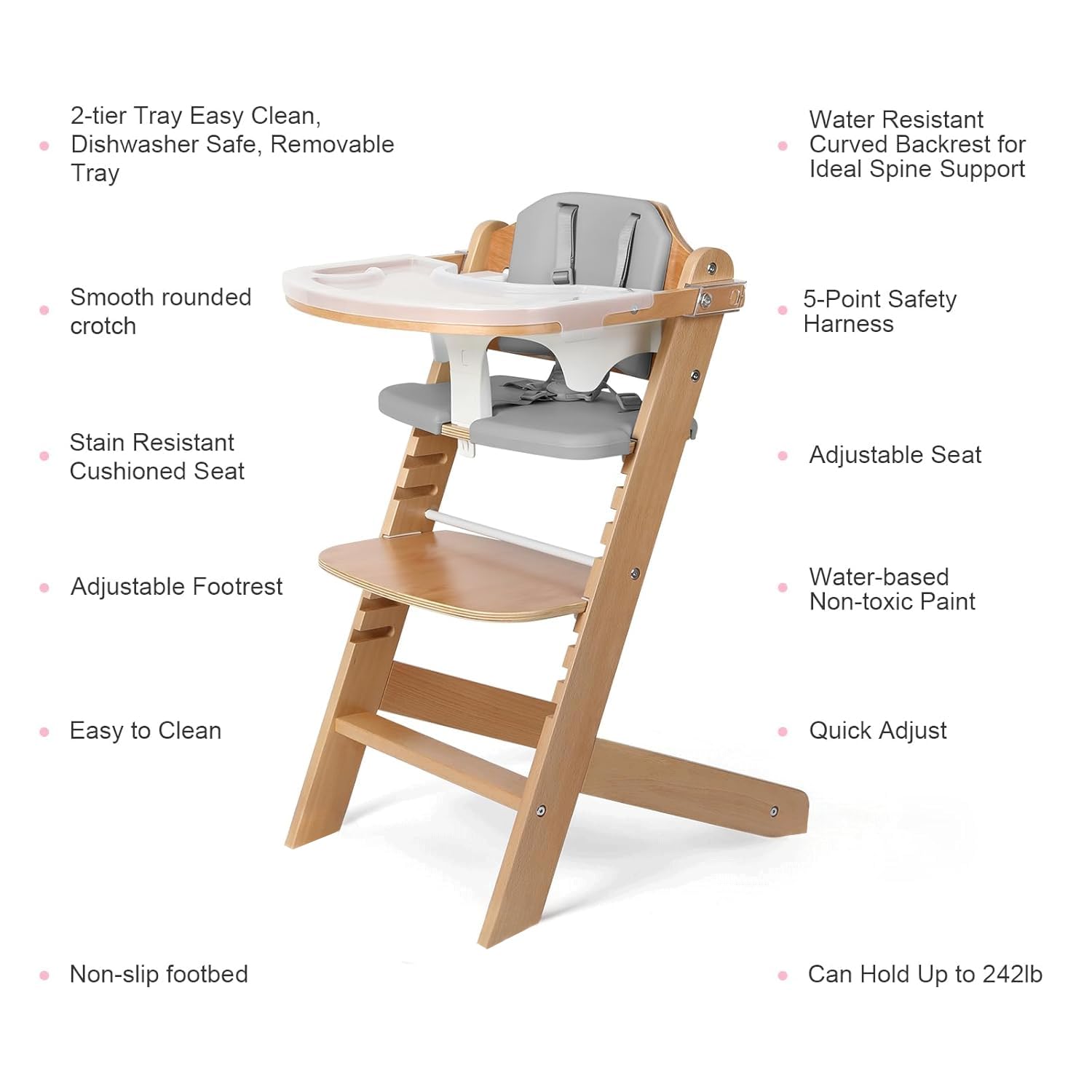 Tiny Sprouts Convertible Wooden High Chair