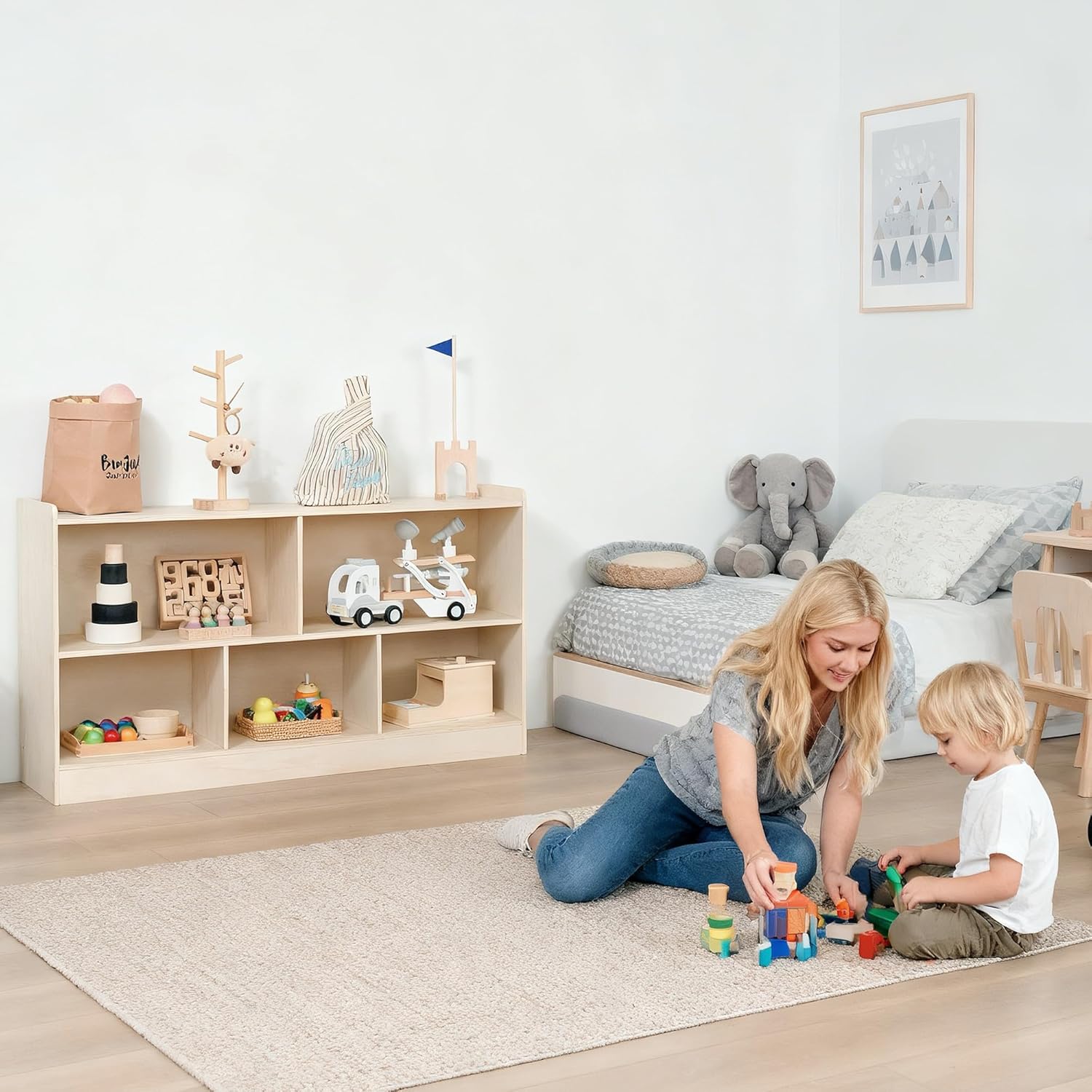 Tiny Sprouts Wooden Montessori Toy Shelf