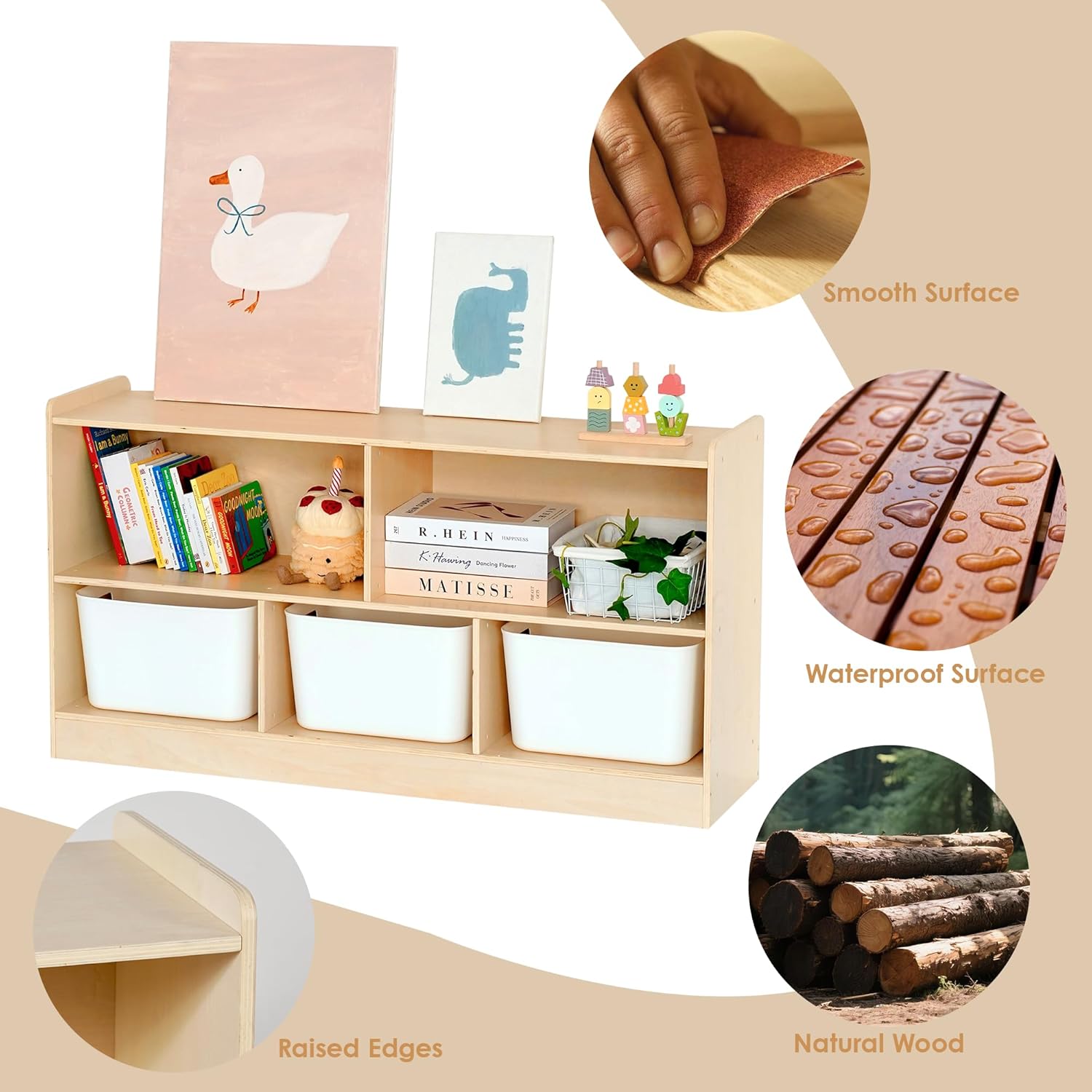 Tiny Sprouts Wooden Montessori Toy Shelf