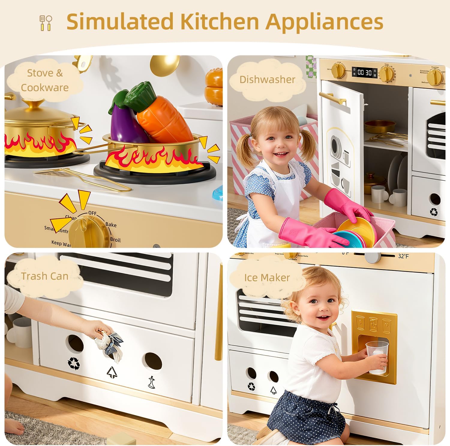 Tiny Sprouts Wooden Play Kitchen Set