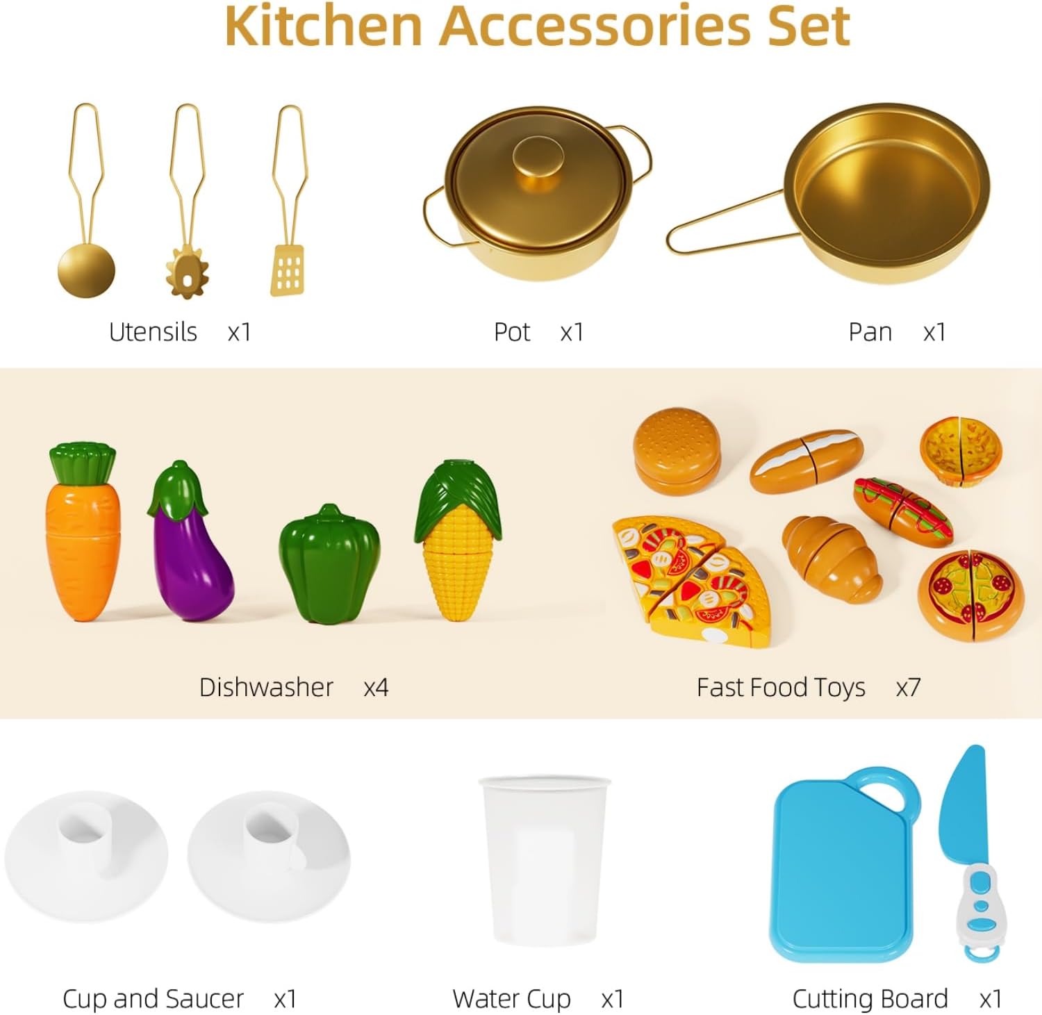 Tiny Sprouts Wooden Play Kitchen Set